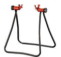Black foldable aluminium bicycle repair rack with chain stay mounts and adjustable height for 20-29 inch bikes