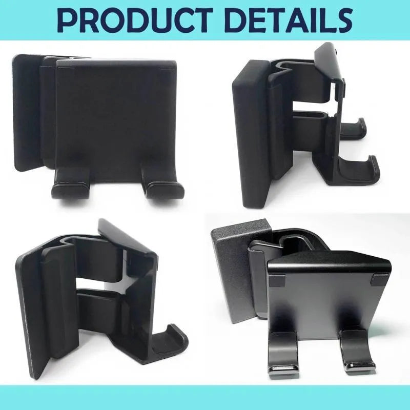 Black ABS computer mobile phone bracket attached to side of monitor with phone inserted
