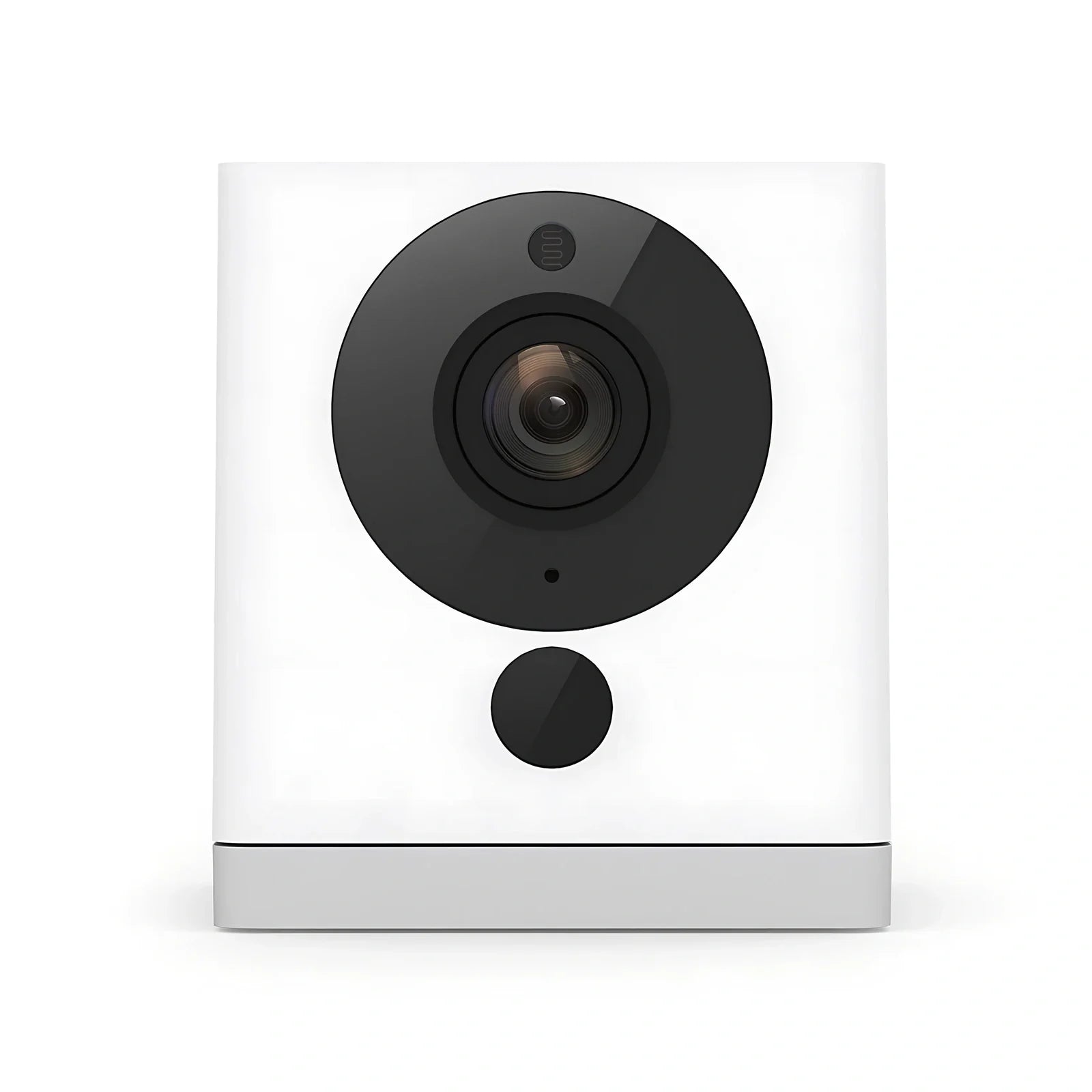 White wireless smart home camera with 1920x1080 resolution, 3.6 mm lens, and motion alarm for indoor security