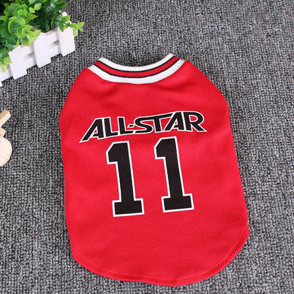 World Cup themed cotton dog vest in black and red, sizes S to XXL