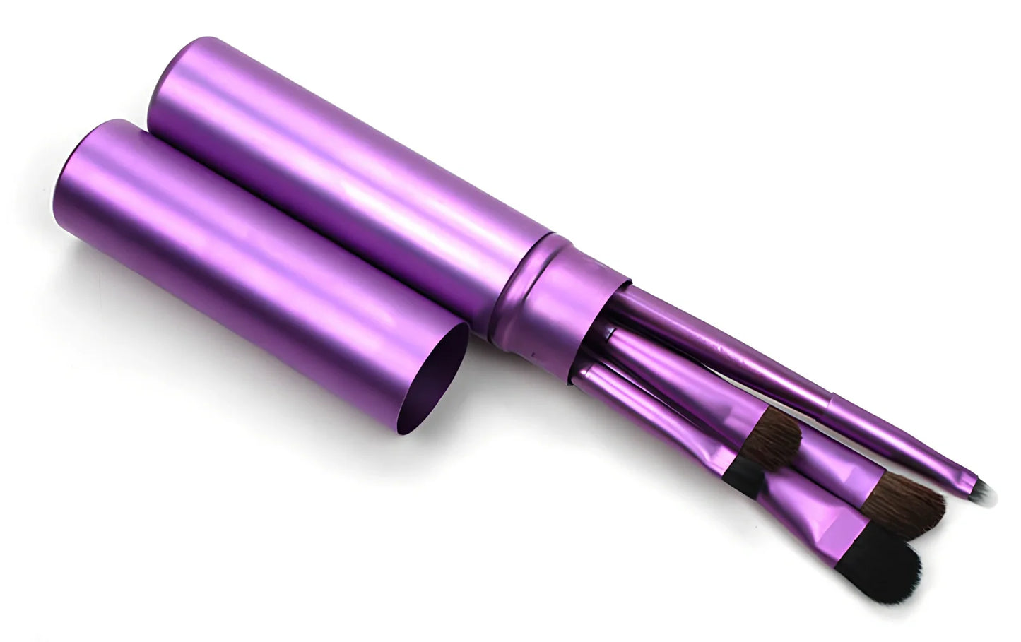 Set of 5 mini eye makeup brushes, 15 cm long, 30 grams, in black gold green pink purple, horse and fiber hair for travel