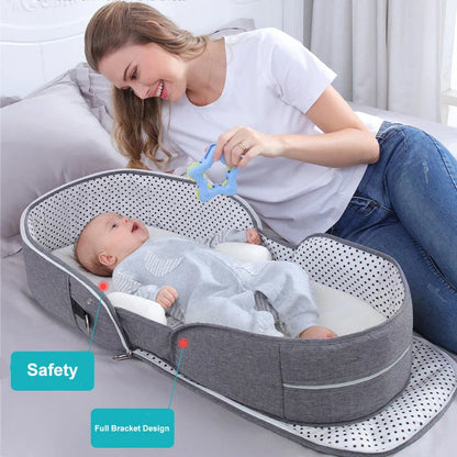 Portable folding crib with uterine bionic design for deep baby sleep