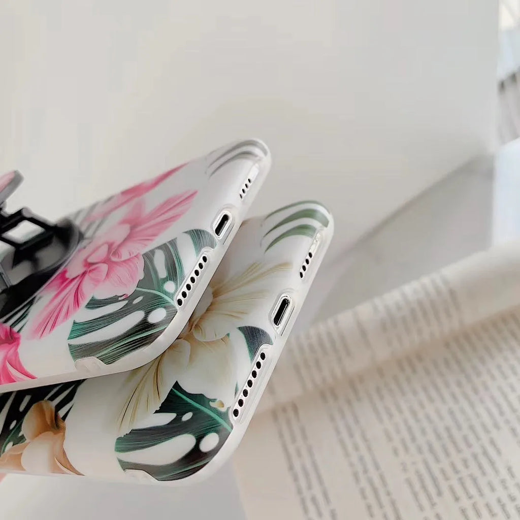 Frosted plastic phone case with Chinese style floral pattern for iPhone X, black dot blue flower design