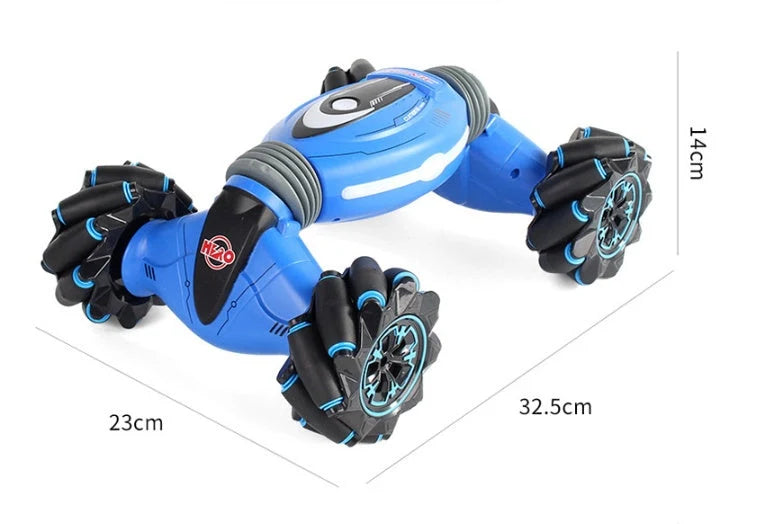 Double side RC Stunt Car in blue and red, ready for stunts and races