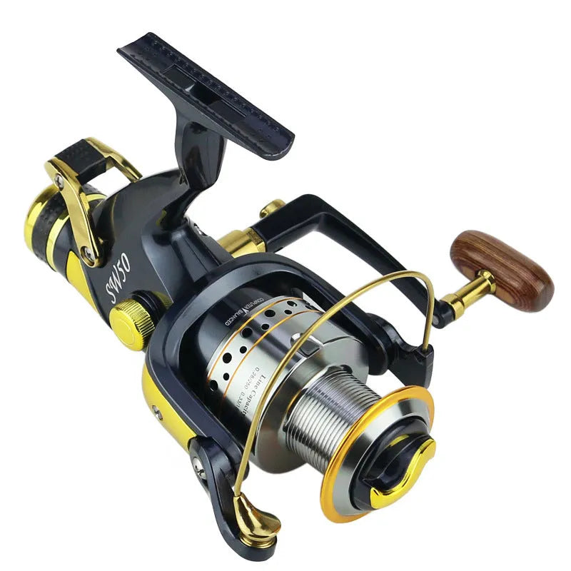 SW50 and SW60 spinning fishing reels with smooth drag system for saltwater and freshwater use