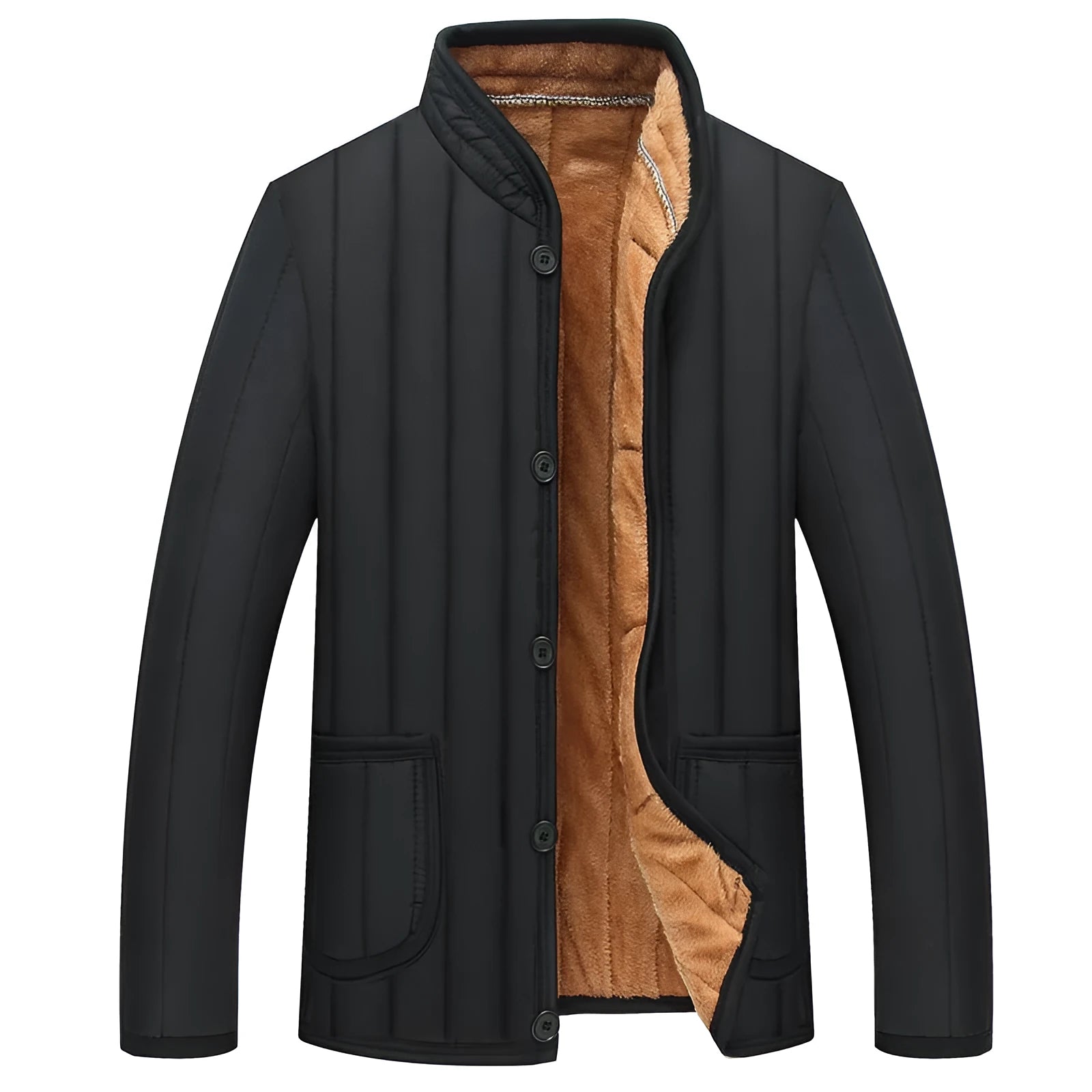 Winter men jacket in polyester fiber with full zip, available in Asian sizes from L to 4XL