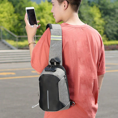 Oxford cloth shoulder bag with zipper enclosure in black and dark grey options