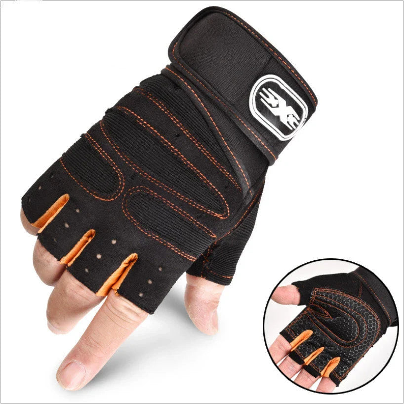 Breathable half finger cycling gloves with adjustable wrist support and anti-slip grip