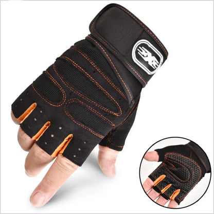 Breathable half finger cycling gloves with adjustable wrist support and anti-slip grip