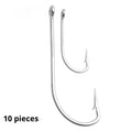 Selection of stainless steel alloy fishing hooks for sea fishing in multiple styles.