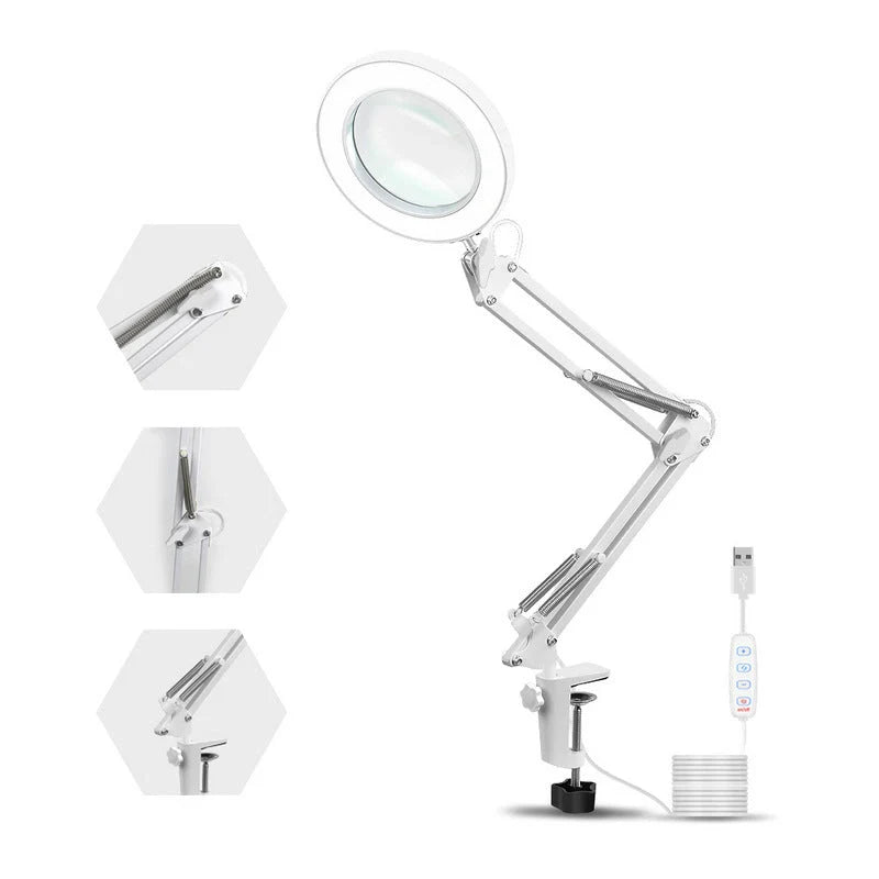 USB Magnifier LED Soldering Magnifying Glass with adjustable brightness and heavy round base