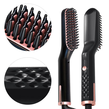 Multifunctional electric straightening hair comb with ceramic glaze and rotating cord