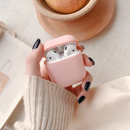 Black plastic wireless Bluetooth headset case for AirPods 1 and 2, 5.8 cm size with snap lid