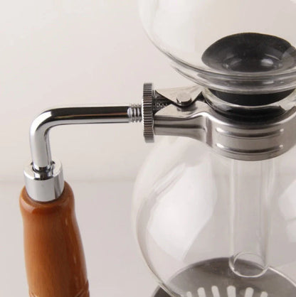 Siphon Coffee Maker with glass pot and wooden handle for 3 people