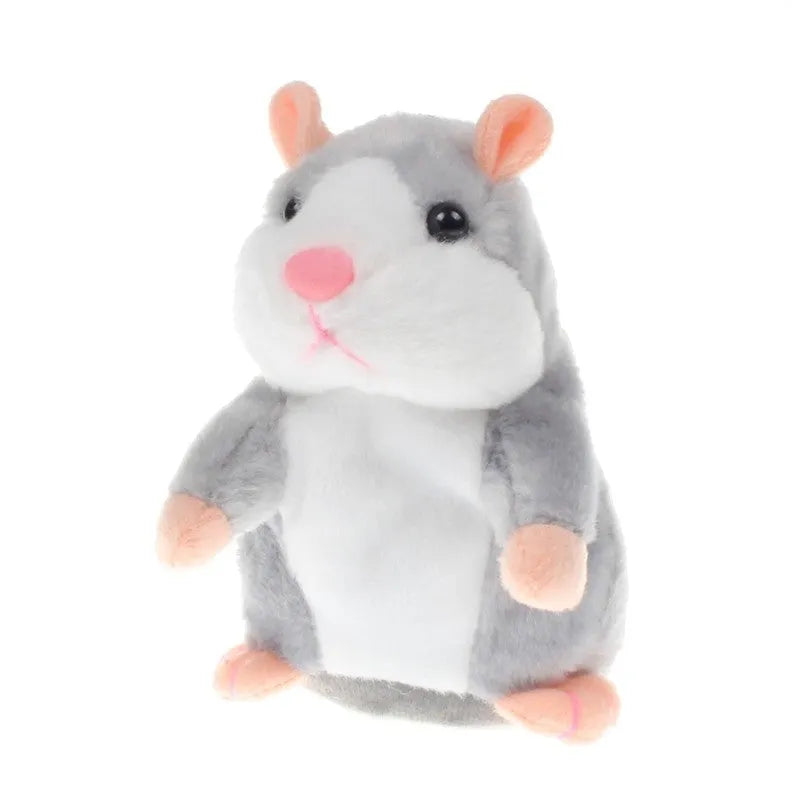 15cm little talking hamster plush toy in light brown colour, repeats what you say