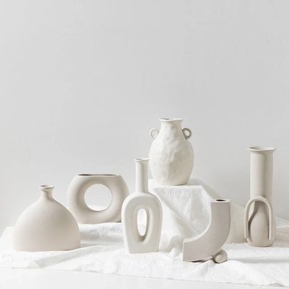 Nordic-inspired ceramic vase with minimalist design and art museum style