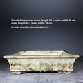 Glazed ceramic rectangular flower pot with old tree pile texture, classical style, available in dark or light jun glaze