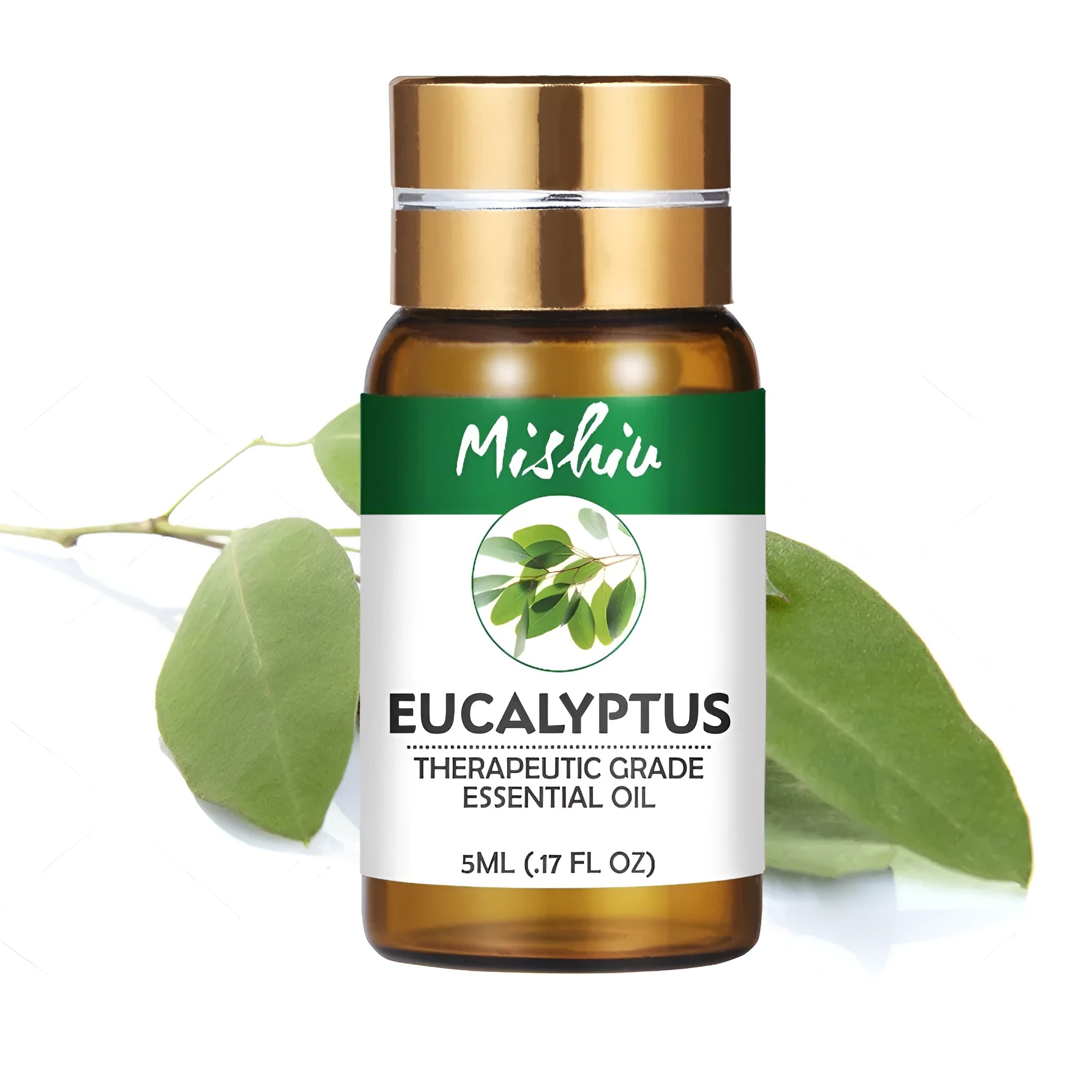 Beauty Aromatherapy Essential Oil 5ml eucalyptus oil bottle with U-shaped plug on white background