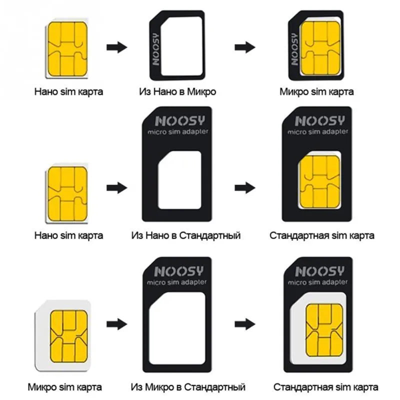 Three black and white plastic SIM card holders for memory chip storage.
