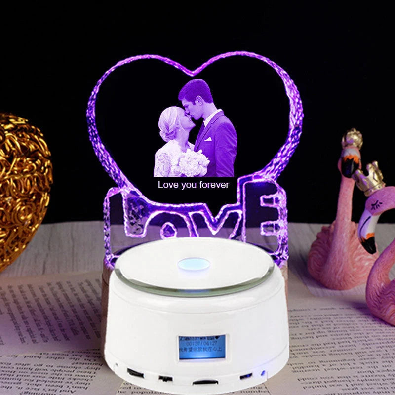 Personalised crystal photo night lamp with Bluetooth and colour changing features