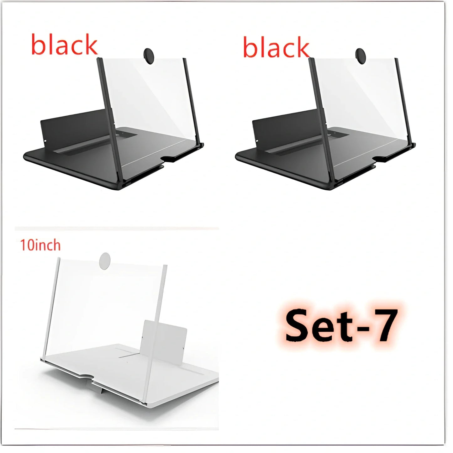 12-inch foldable mobile phone screen magnifier with 3-4x magnification in black colour