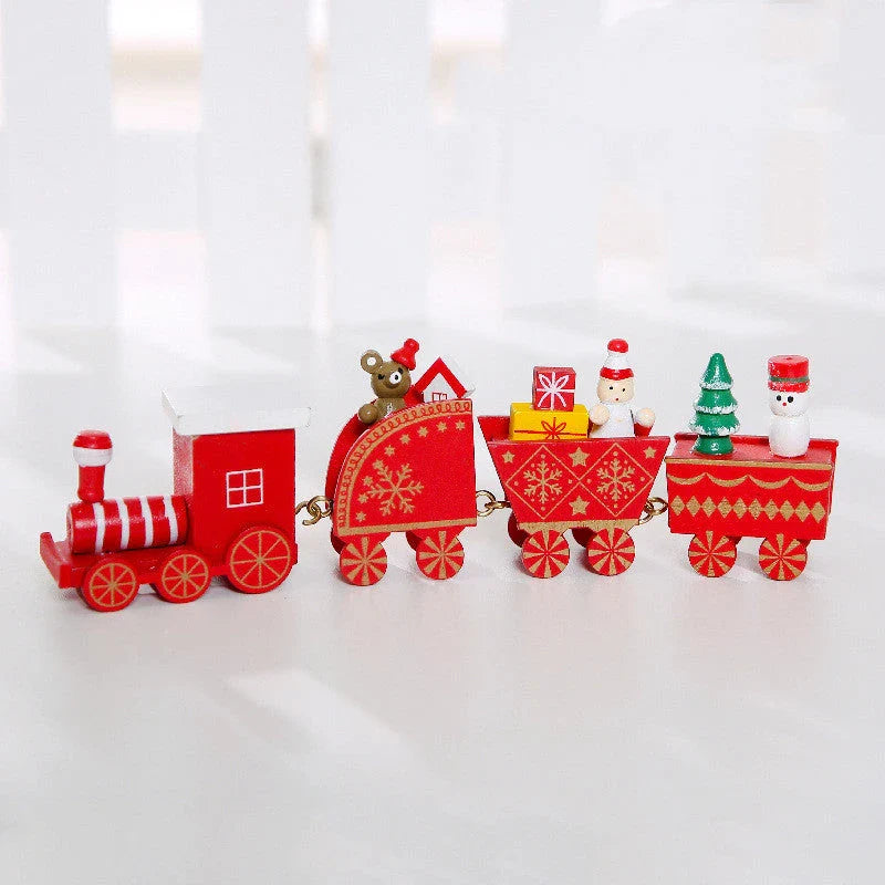 Wooden Christmas train set in various colours for festive decor