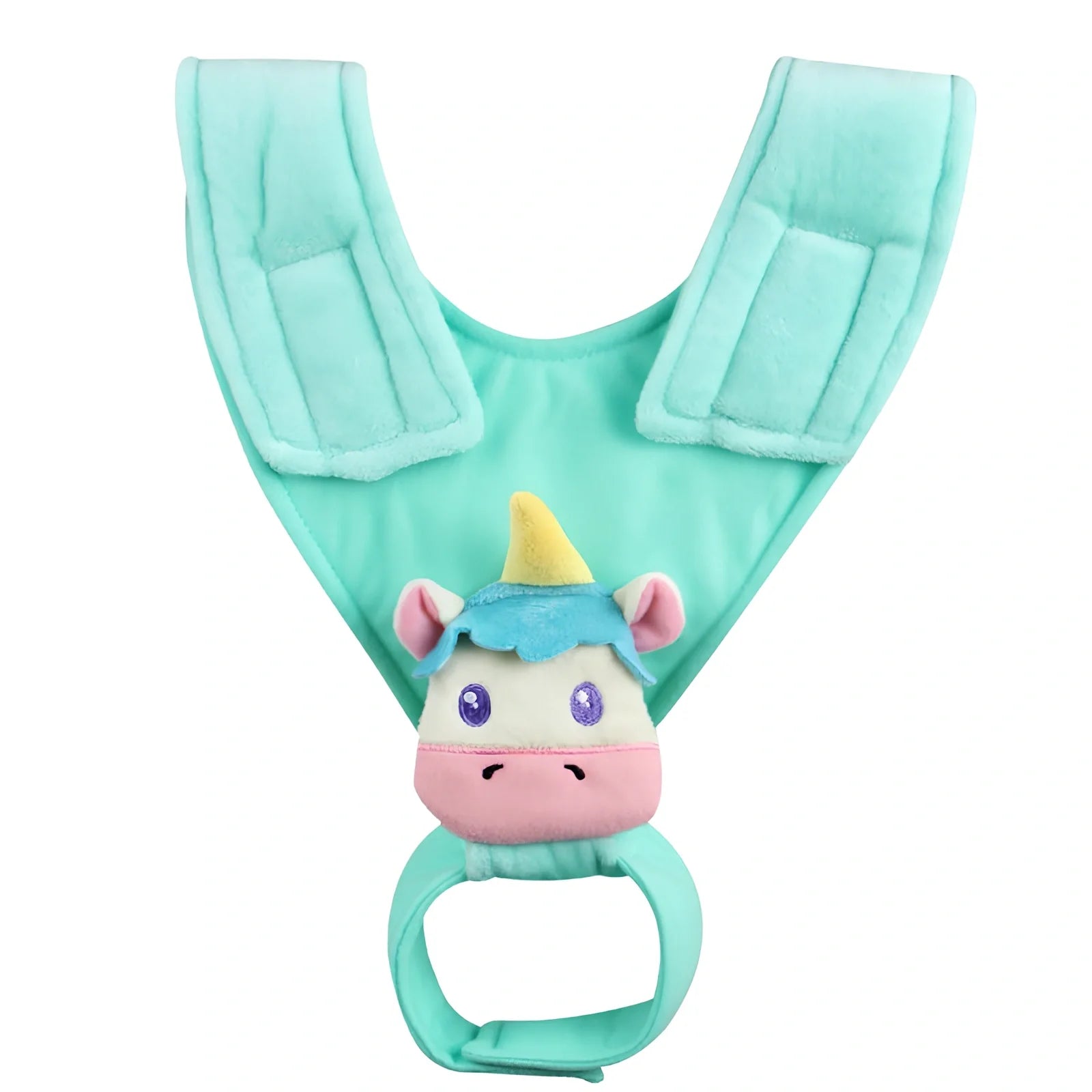 Breastfeeding pillow in duck pattern with Velcro straps, 60cm long, attached to stroller for baby support