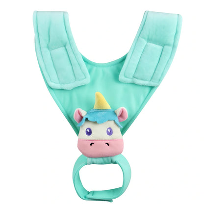 Breastfeeding pillow in duck pattern with Velcro straps, 60cm long, attached to stroller for baby support