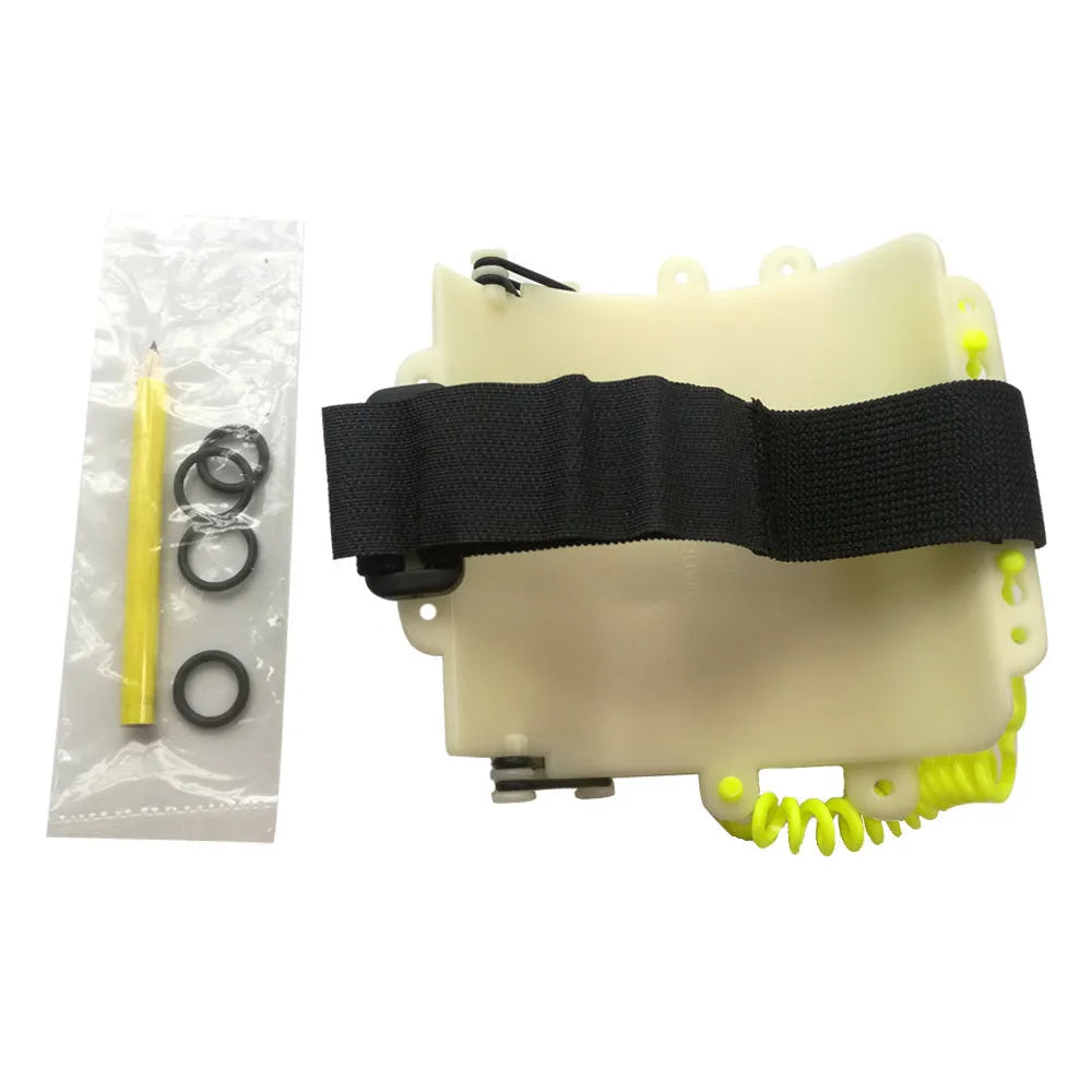 White luminous underwater handwriting wristboard with pencil and spare O-ring for scuba diving