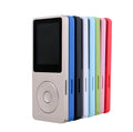 1.8 inch screen MP4 player in various colours showing display interface and compact 90mm design