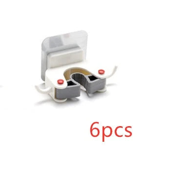 Nail-free multi-function traceless mop holder with double hooks for organizing cleaning tools