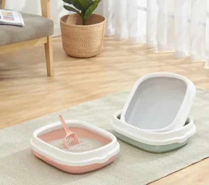 Deodorant semi-enclosed plastic cat litter box 40x33.5x12 cm in blue