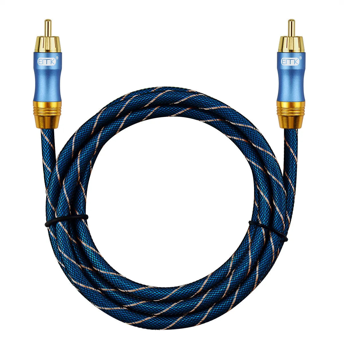 3 metre digital coaxial audio cable with gold-plated RCA connectors and blue screen sheath