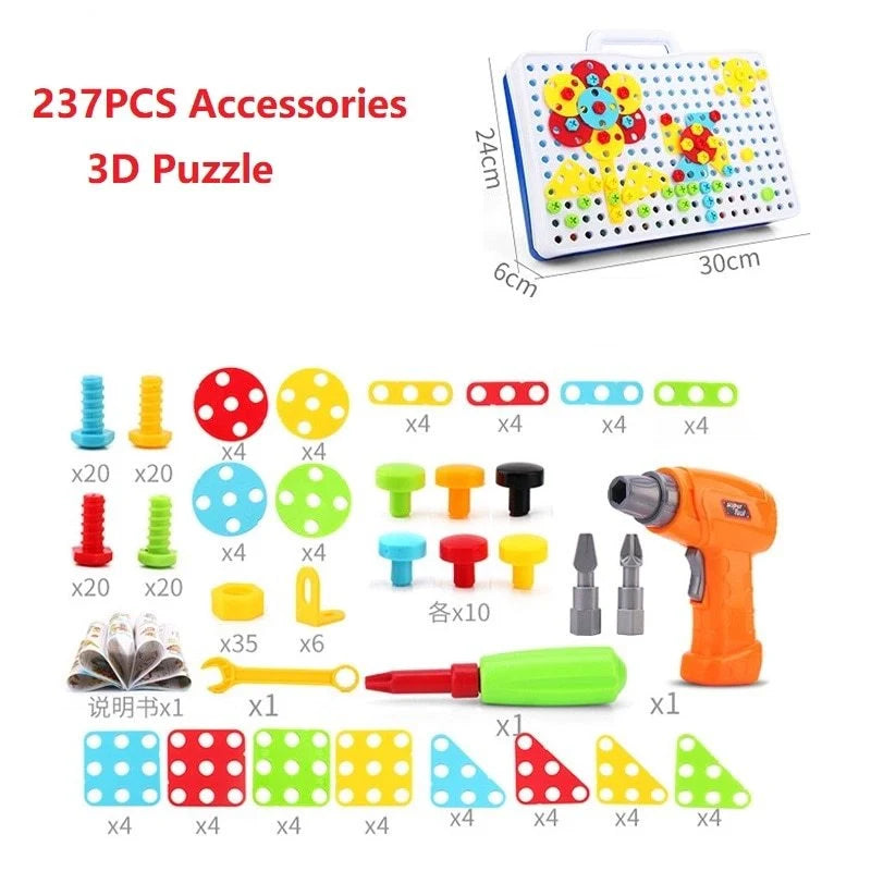 Creative Building Kits Educational Blocks Sets with safe plastic power drill for children