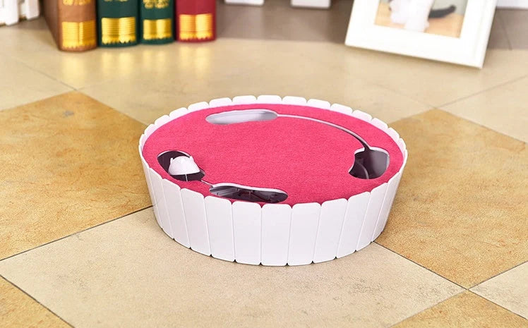 Automatic mouse cat teaser toy with remote control in green, rose red, and blue