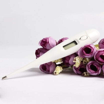 Compact electronic thermometer in white for quick temperature checks