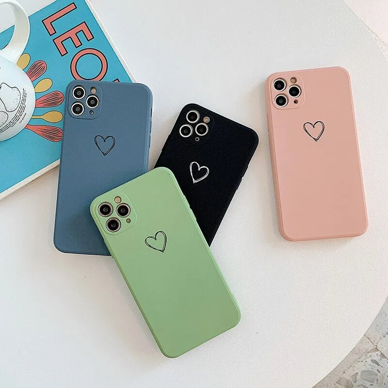Silicone TPU back cover case for Apple iPhone, shown in solid colour options.