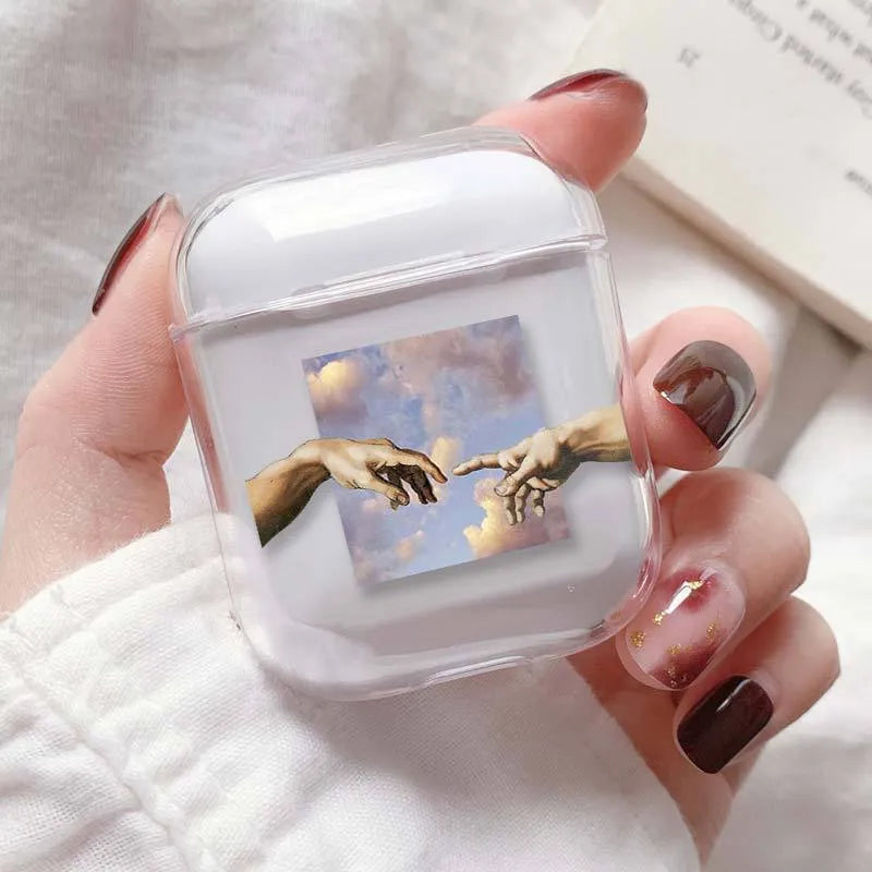 Clear transparent plastic protective cover case for Apple AirPods and AirPods Pro.