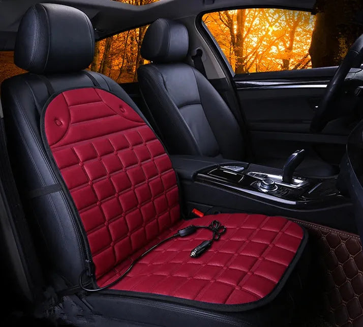 12V car heated seat cushion in black, size 55x46x48cm, with power line and fuse