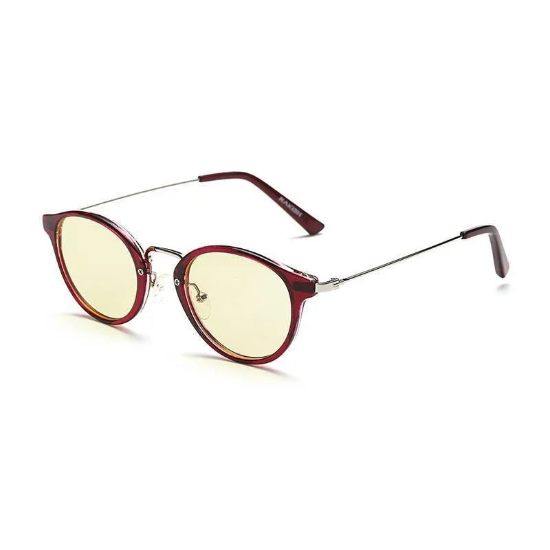 PC anti-blue light glasses frames in bright black, amber, purple and purple leopard colours
