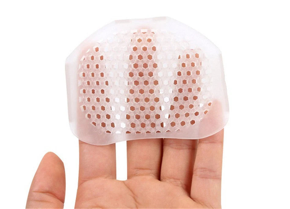 Honeycomb silicone front pads for high heel shoes in black, white, and skin tone