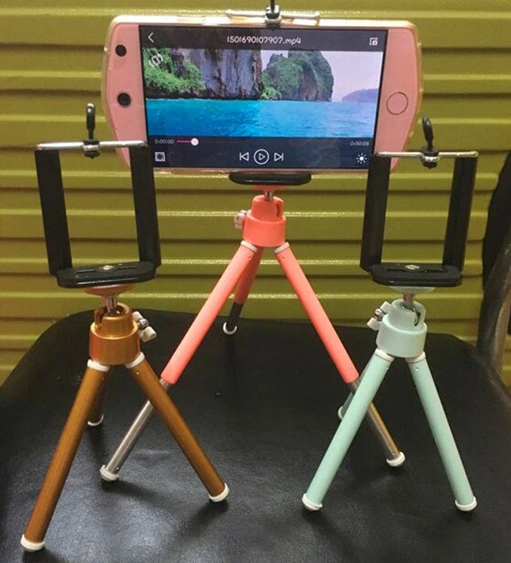 Aluminium alloy mobile phone tripod stand with 3D PTZ, compatible with iPhone models