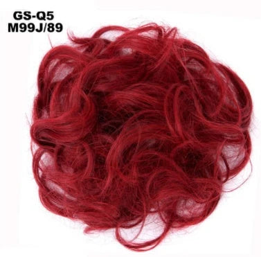 Synthetic wavy curly messy hair bun for women, 12cm diameter, high-temperature wire