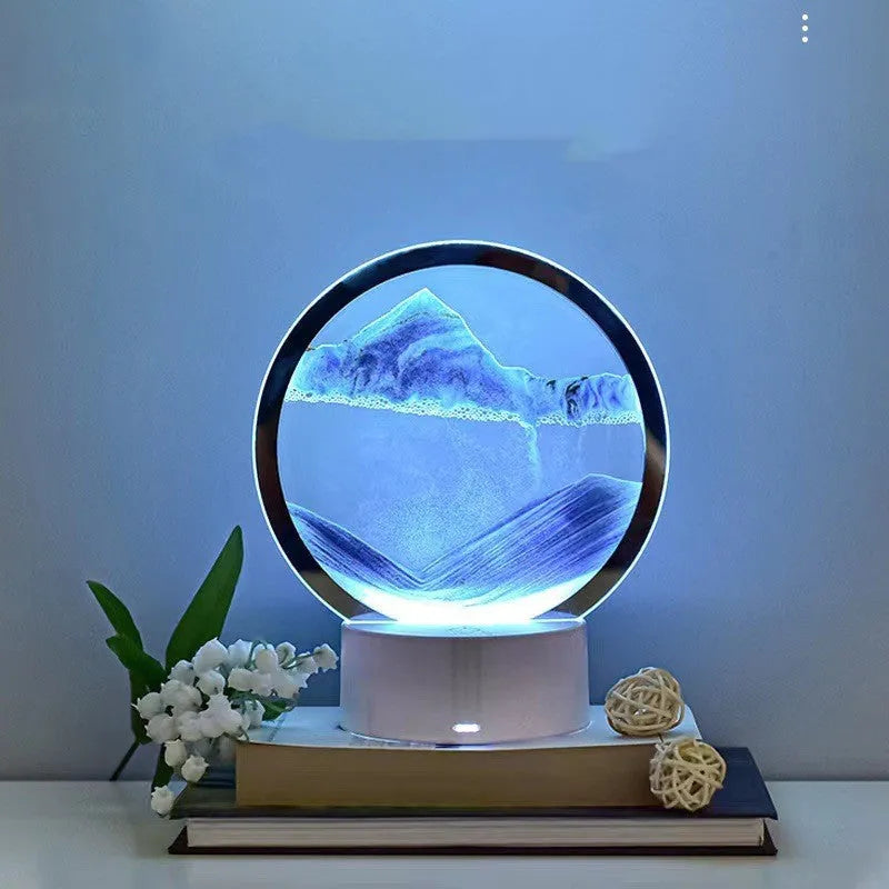 Creative decompression quicksand painting small night lamp USB powered in blue colour