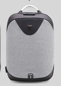 Men's anti-theft cross body shoulder bag for 15.6 inch laptop in black polyester with multiple pockets