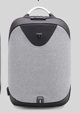 Men's anti-theft cross body shoulder bag for 15.6 inch laptop in black polyester with multiple pockets
