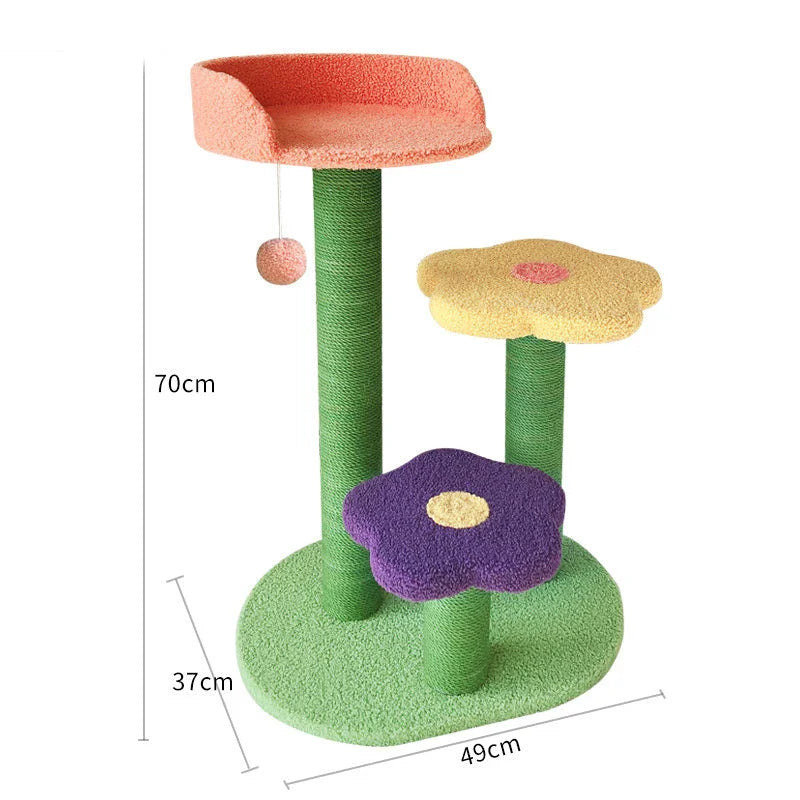 M51 28" Stable Cute Sisal Cat Climbing Tree with lambswool in bright colors