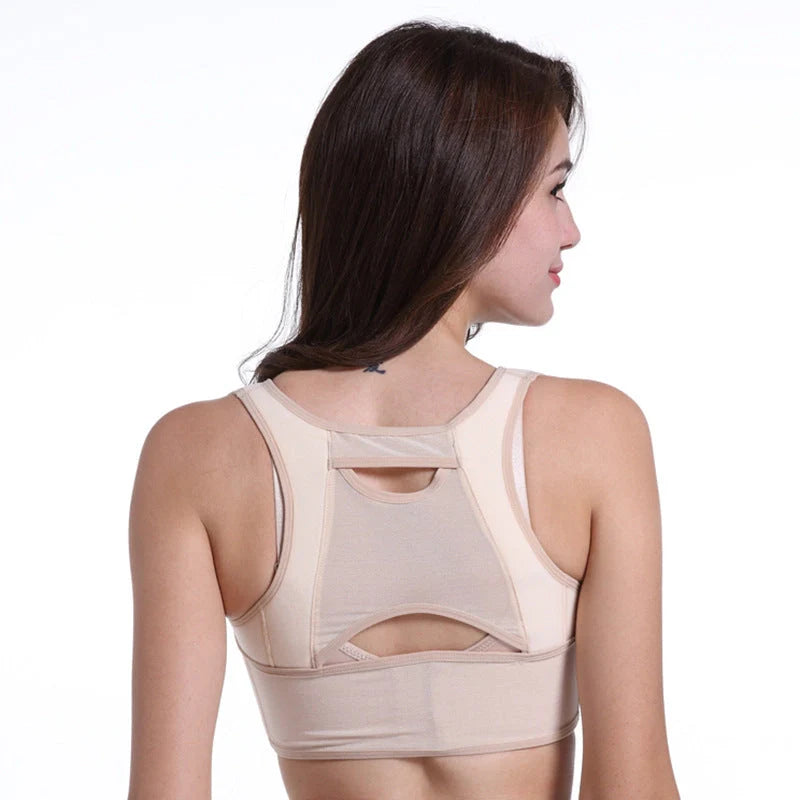 Adjustable Humpback Correction Belt in skin tone, featuring U-shaped thoracic support