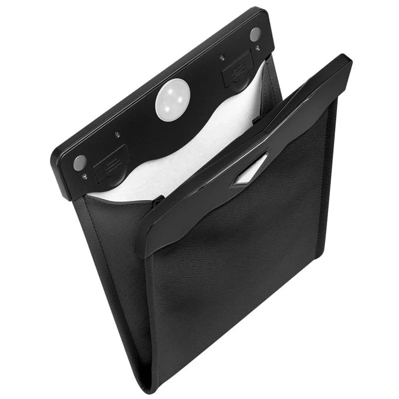 LED Car Trash Can Organizer with leather accents and colour steel baking paint