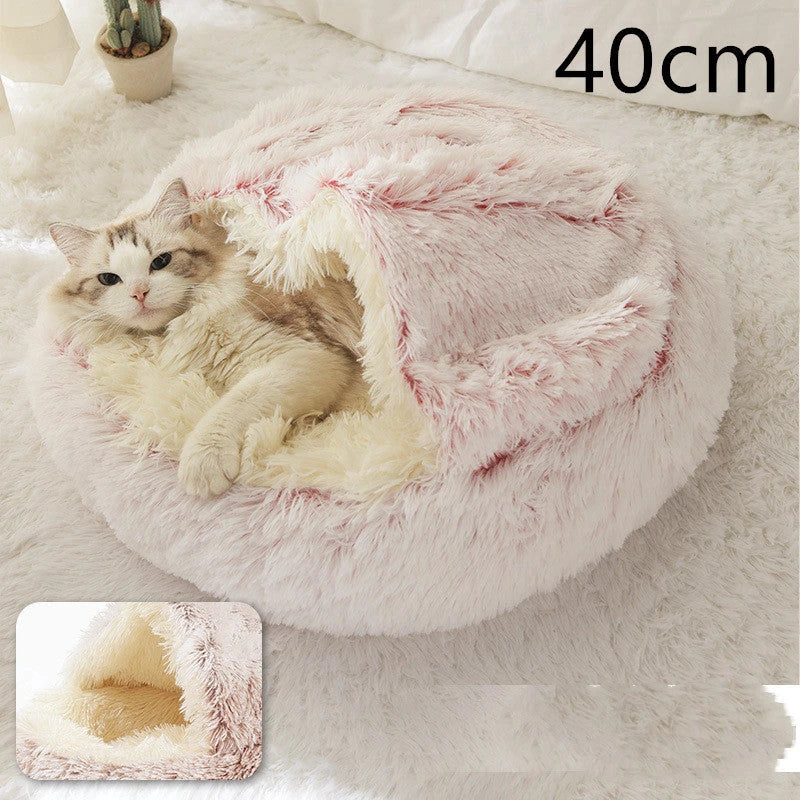 Warm plush pet bed for cats and dogs in various colours and sizes